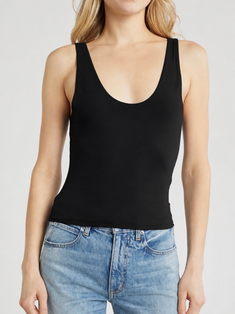NWT Leith Nordstrom Black Scoop Neck Tank Top Size XXL